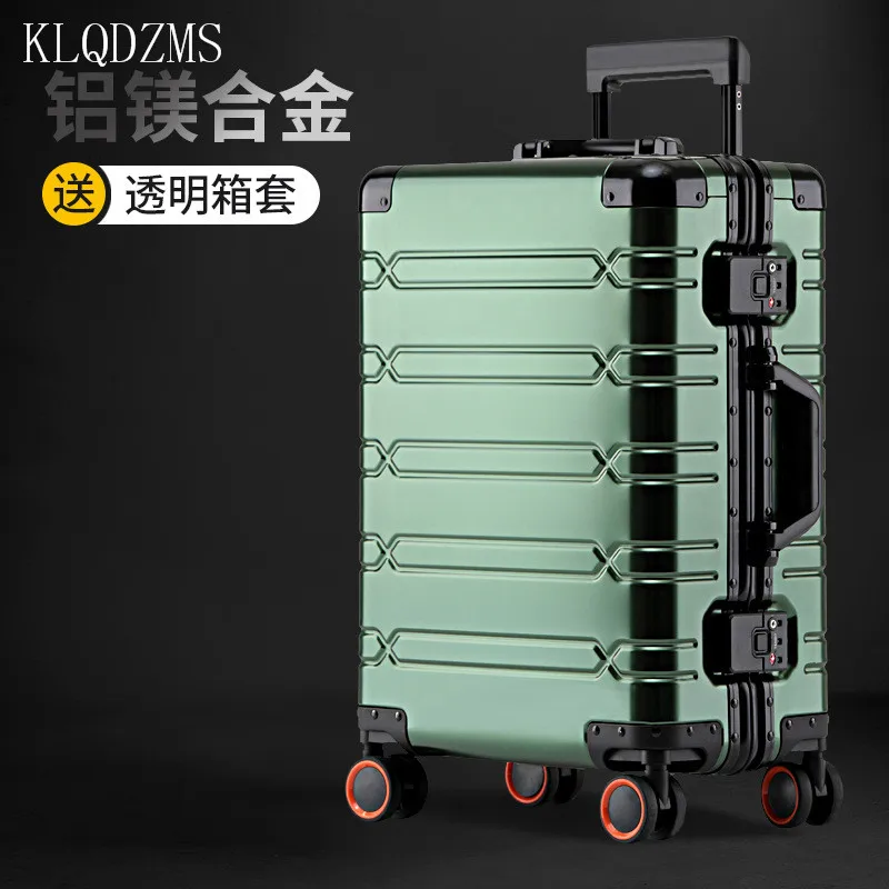 KLQDZMS Men's Luggage Universal Wheel Aluminum Frame Super Thick Trolley Suitcase Business Password Waterproof Boarding Cases