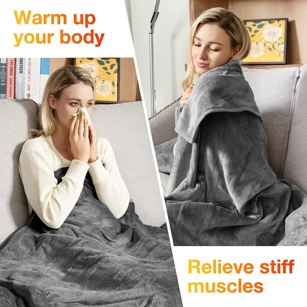 

Constant Temperature Electric Blanket Flannel USB Heated Plush Throw Blanket Warming Cape for Home Office Blankets