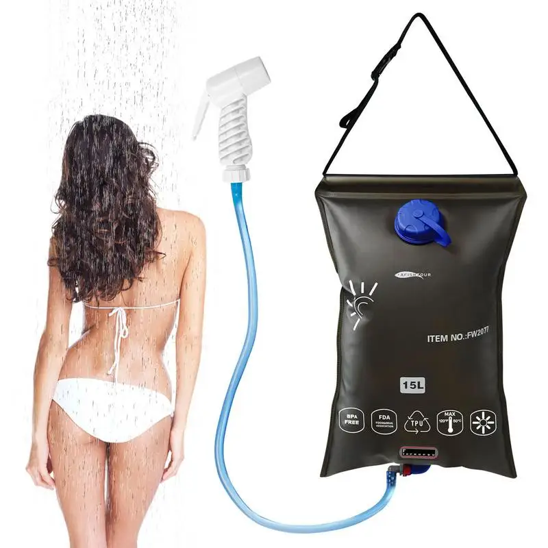 

15 л уличная сумка для купания, сумка для душа для пешего туризма, кемпинга, Портативная сумка для хранения нагревательной воды, переключаемая душевая лейка