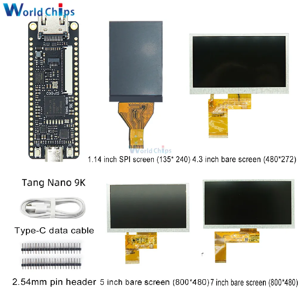 

Tang Nano 9K Gaoyun FPGA GoAI макетная плата GW1NR-9 RV HDMI 40P RGB интерфейс с 1,14/4,3/5/7 дюймовым SPI неизолированным экраном