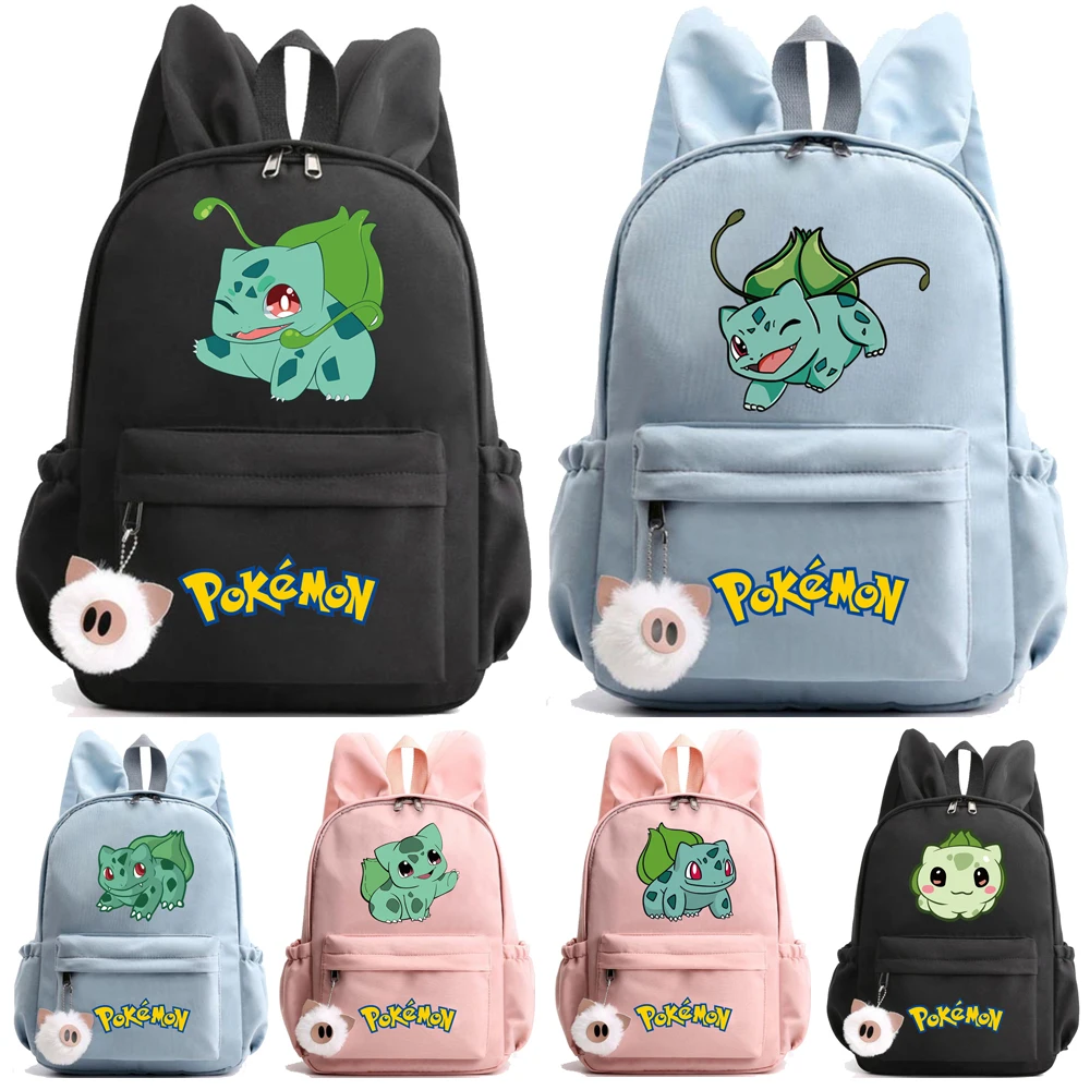 

Anime Pokemon Student Schoolbag Kawaii Rabbit Ears Girl Boy Cartoon Charmander Children Backpack Light Weight Women Bags Gift