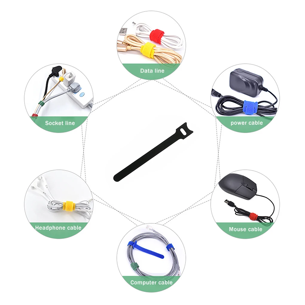 

20Pcs Home Offfice Nylon Wire Data Cables Ties Reusable Cords Organizer Management Straps Fixing Bands