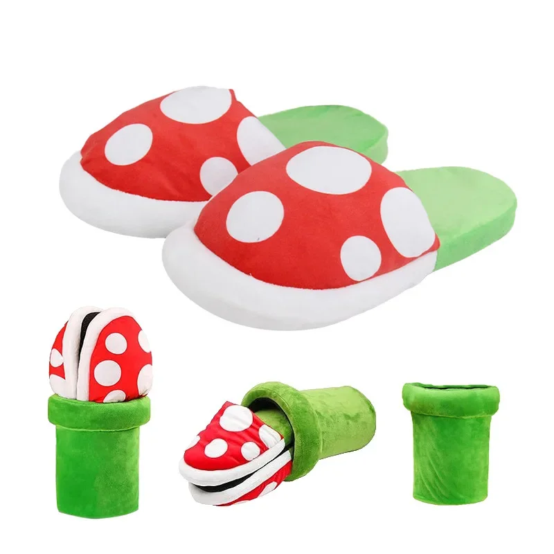 Плюшевые тапочки с героями мультфильмов Марио теплая хлопковая обувь в стиле