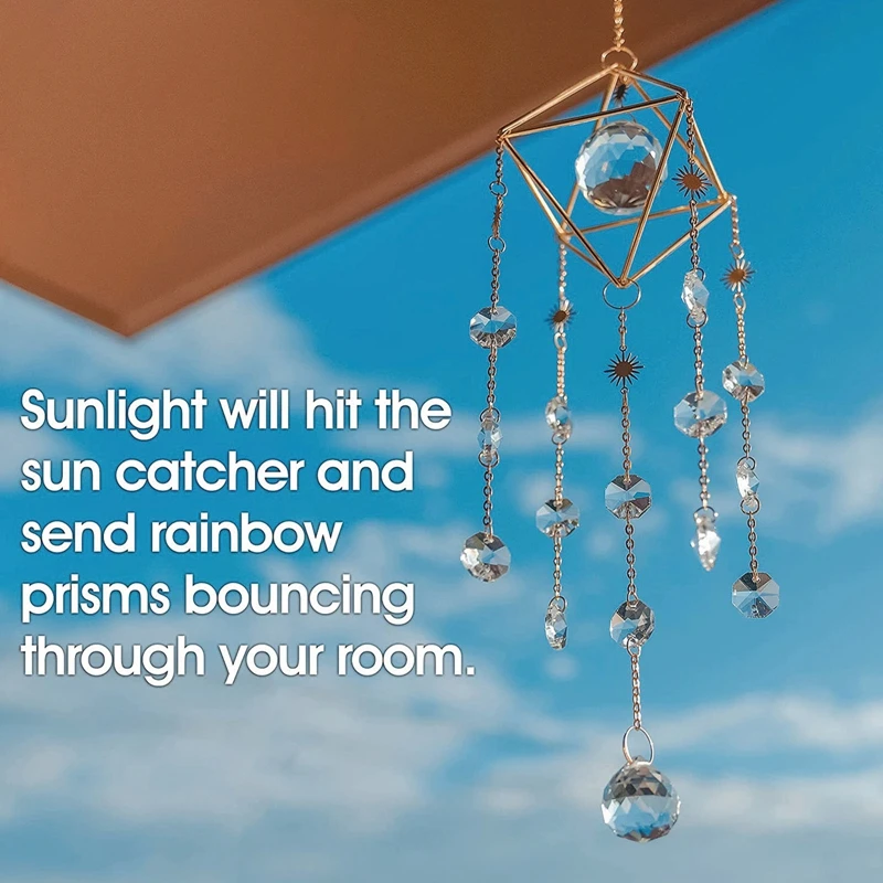 

Crystals Wind Chime Prism Sun Catchers Handmade Garden Hanging Pendant Ornament Window Curtain Home Decoration Dream Catcher
