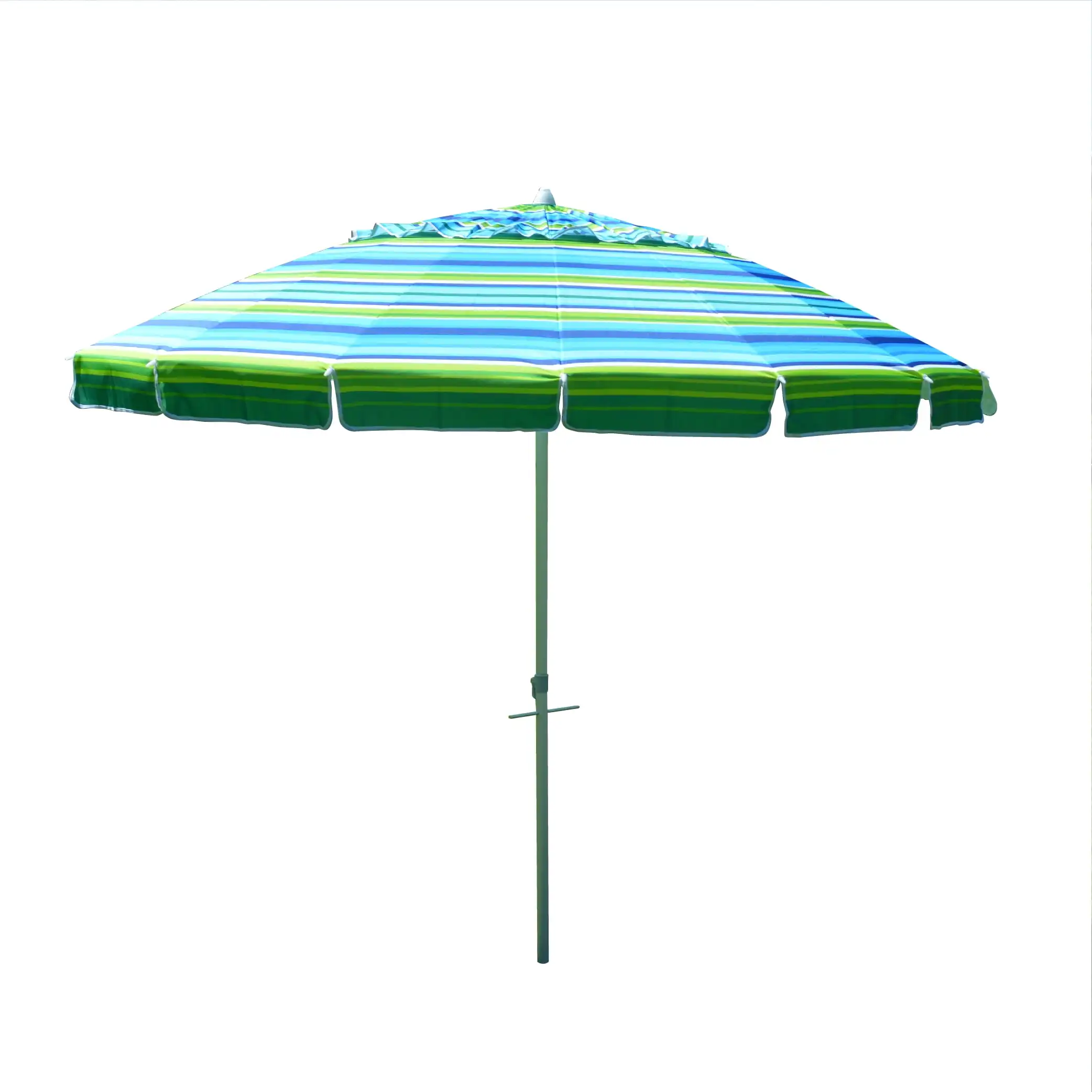 

8' Beach Umbrella, UV Protected, Vented, Tilt Pole, Sand Anchor, Carry Bag, Blue/Green