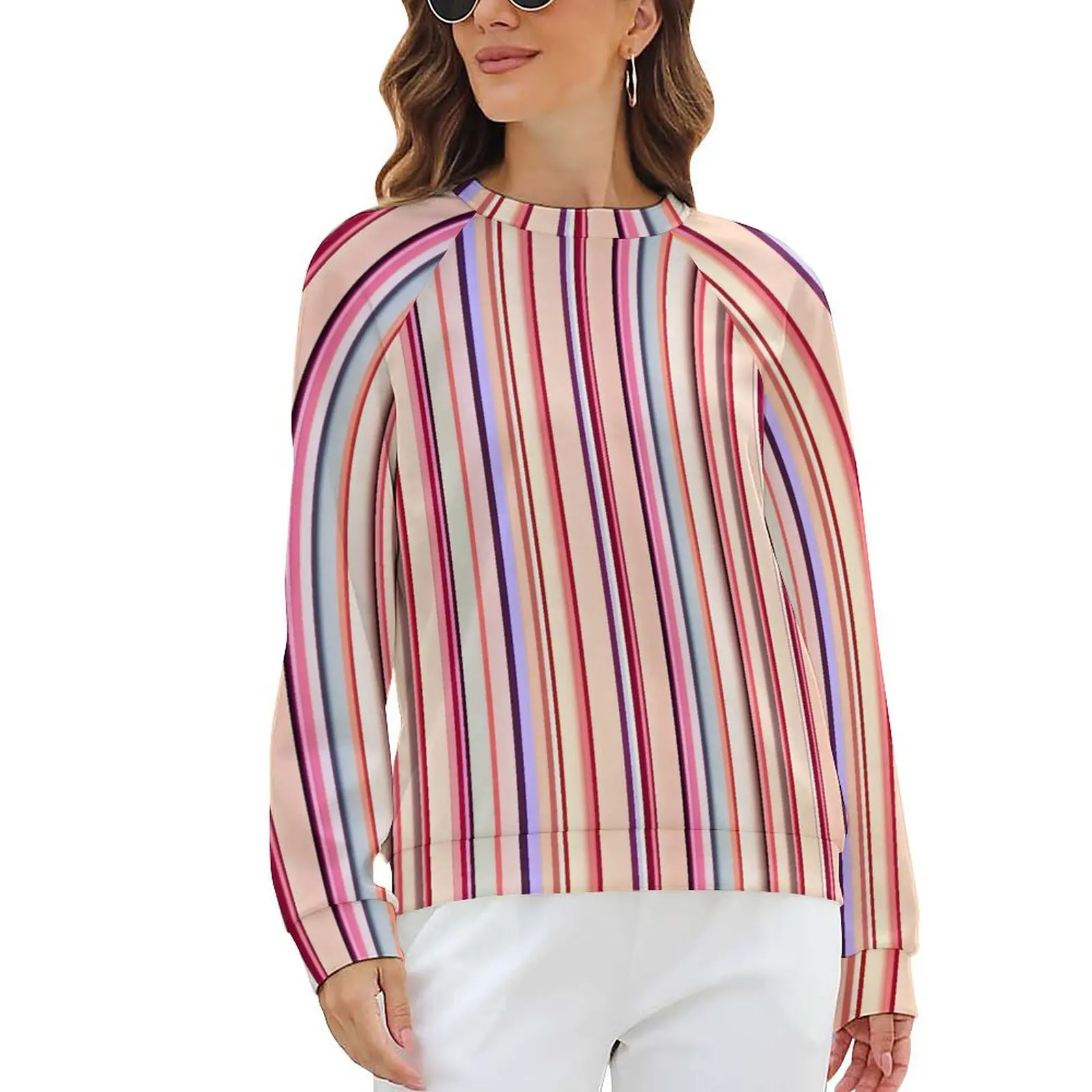 

Retro Striped Casual Hoodies Spring Colorful Print Kawaii Hoodie Long Sleeve Oversize Street Wear Custom Sweatshirts