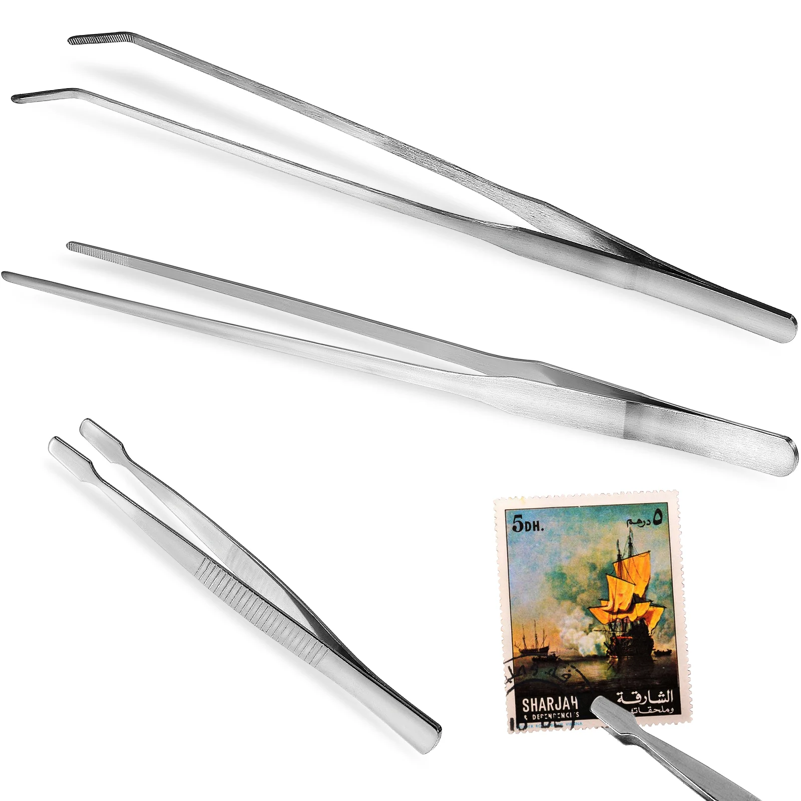 

Straight Precision Stainless Steel Jewelry Cooking Gardening Curved Craft Forceps Metal Document Collector Eyebrow Ingrown