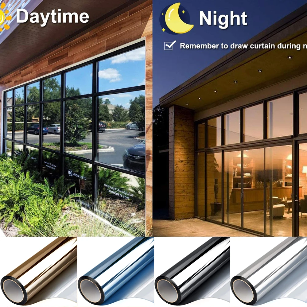 

Mul-size Anti-UV Stained Glass Sticker Privacy Solar Window Film Building Décor Reflective Decorative Window Tint Anti Look