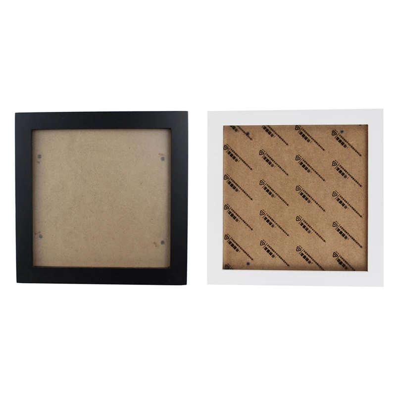

2 Pcs Square Thick Pine Wood Photo Frame Wall Picture Frame, Black 6 In Ch & White 8 In Ch