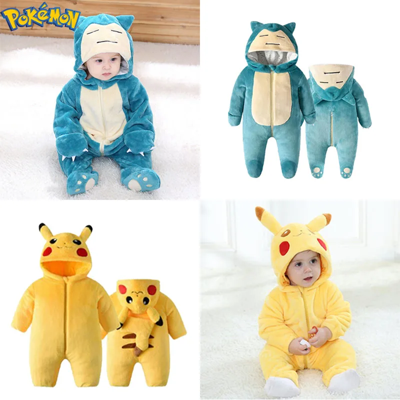 

Pokemon Pikachu Snorlax Cosplay Costume Kawaii Baby Kigurumi Pajamas for Newborn Infant Onesie Winter Sleepwear Christmas Gift