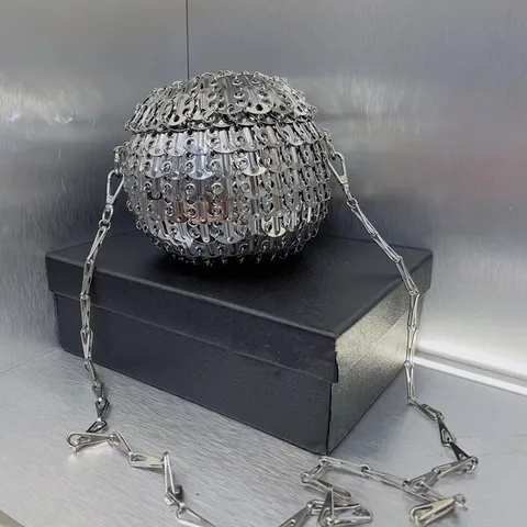 Роскошная женская сумочка в эстетике, дизайнерская плетеная вечерняя Праздничная сумка на плечо ручной работы с металлическим листовым металлическим шариком