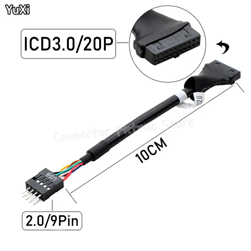 Кабель для материнской платы YUXI 20/19 Pin USB 3 0 Мама к 9-контактному 2 папа скорость