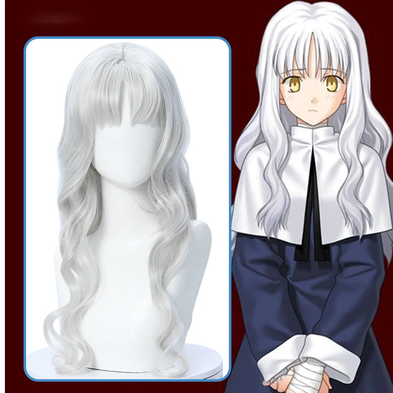 

Парик для косплея игры Honkai Impact 3 Kallen Kaslana, женский белый длинный волнистый парик для костюма, парик для тематических мероприятий или искусственных волос