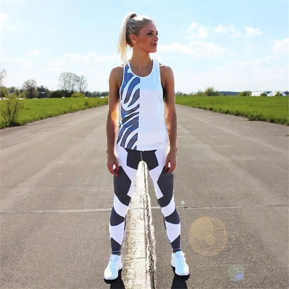 

Women Quick Dry Sport Fitness Leggins Geometric Printed Sports Pants Yoga Pants Leggings Slim Tights Trousers For Women S-XXXL
