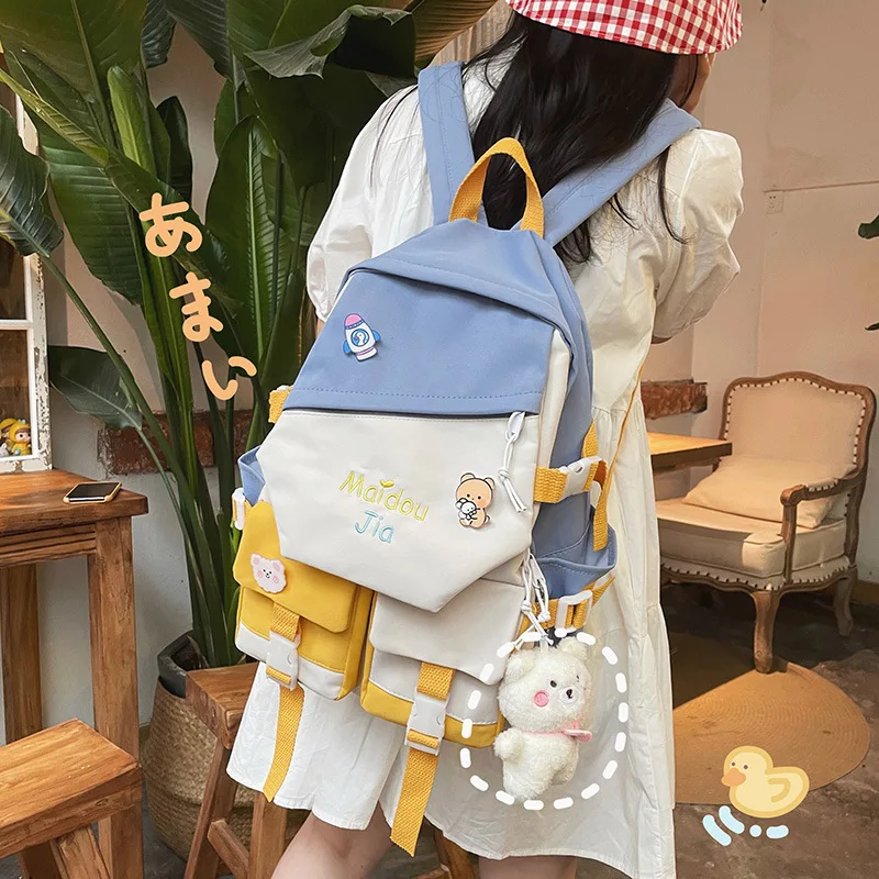 

KAFVNIE Women School Backpack Black Nylon Bagpack Female Anti Theft Rucksack Casual Lady Travel Backpacks Back Pack Mochila