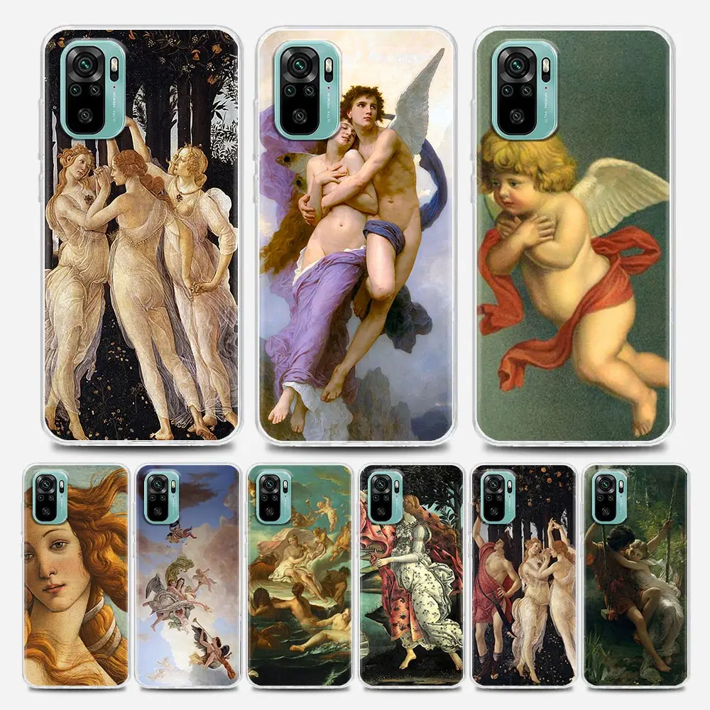 

Renaissance Transparent Art Clear Redmi Case for Note 7 8 9 10 5G 4G 8T Pro Redmi 8 8A 7A 9A 9C K20 K30 K40 Y3 Soft Silicon