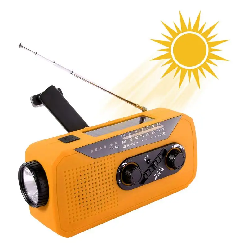

Hand Crank Solar Radio Portable Weather Alert Solar Power Radio 2000mAH Hand Crank Lightweight AM/FM/NOAA Radio With SOS Alarm