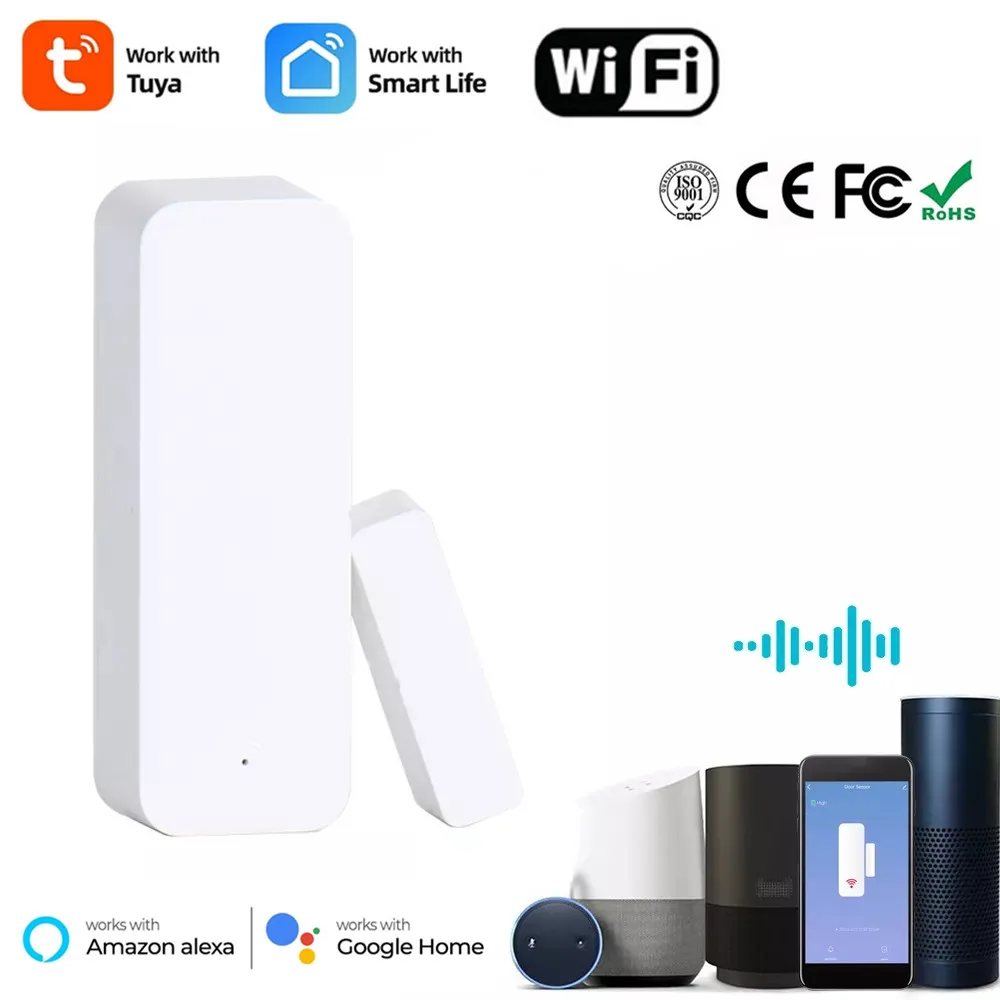 

Tuya Smart Home WiFi Door Sensor Window Contact Open Close Smartlife APP Remote Control Compatible With Alexa Google Assistant