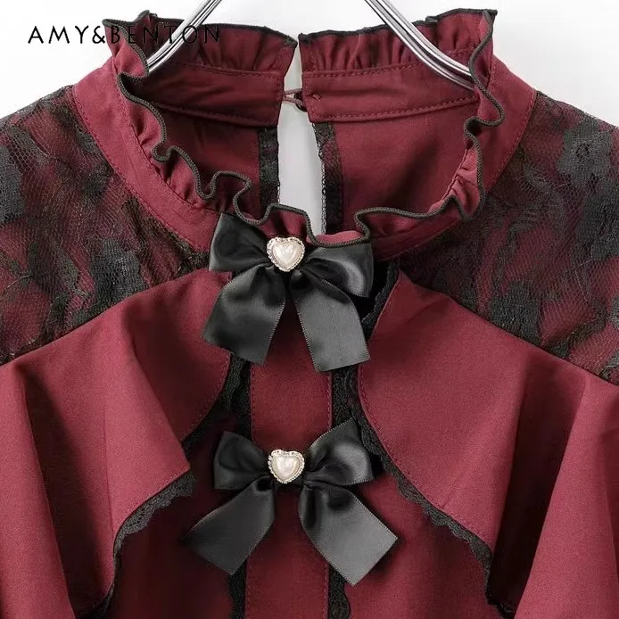 Японский стиль милая серия Mine массовое производство кружевная женская рубашка с