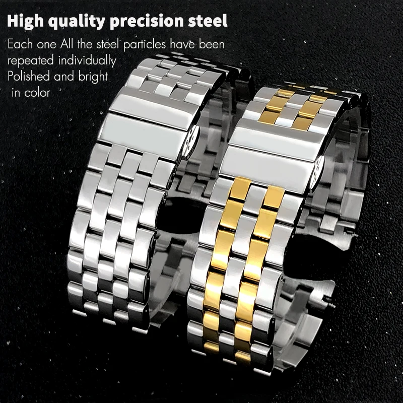 Фото 22 мм высококачественная нержавеющая сталь для MiDO BARONCELLI M8690 серии, серебристый, розовое золото, водонепроницаемый ремешок для часов с изогнутым концом №4