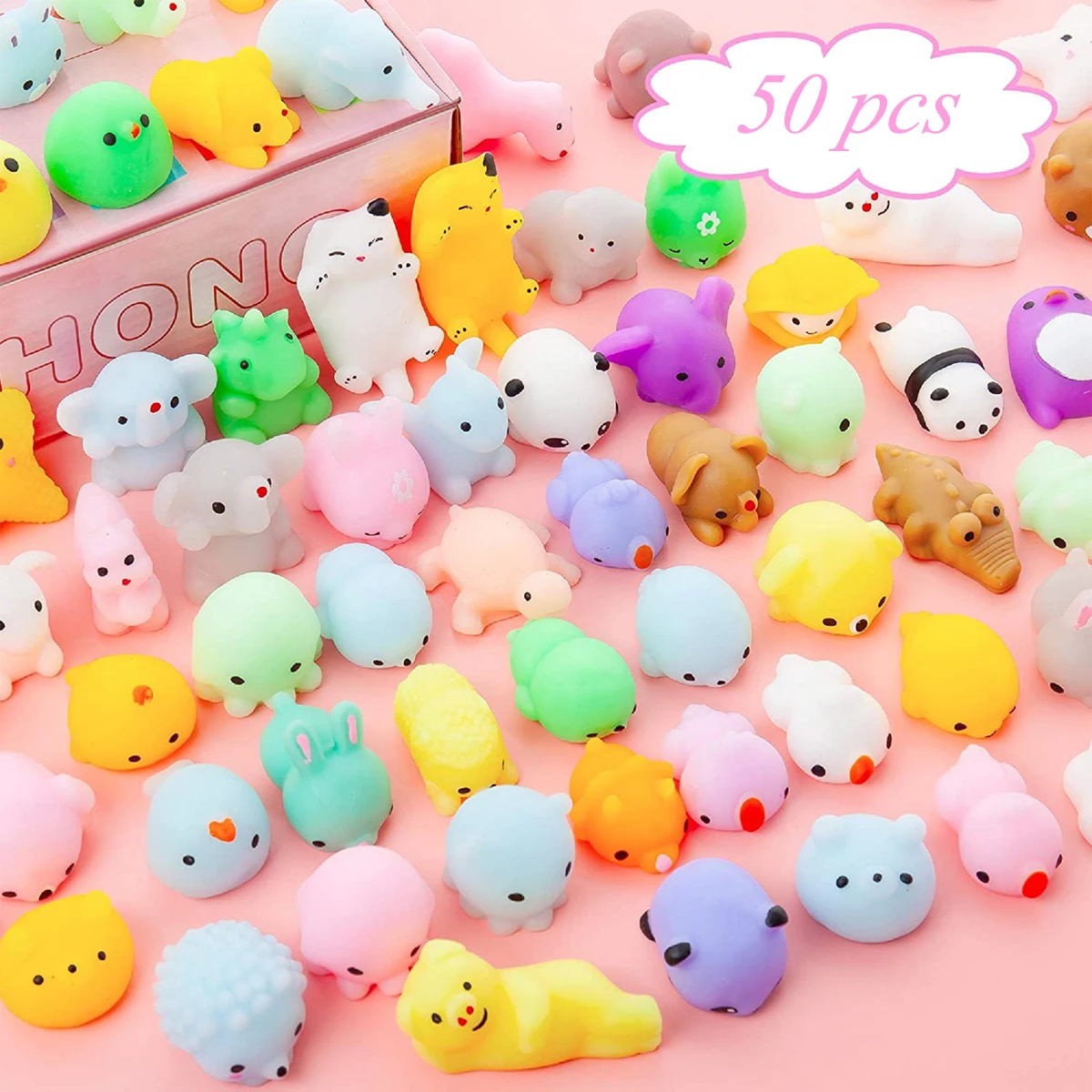 

10/20/30/40/50PCS Kawaii Mochi Squishy Toys Cute Mini Squishies Soft Stress Relief Squeeze Toy For Kids Boys Girls Birthday Gift