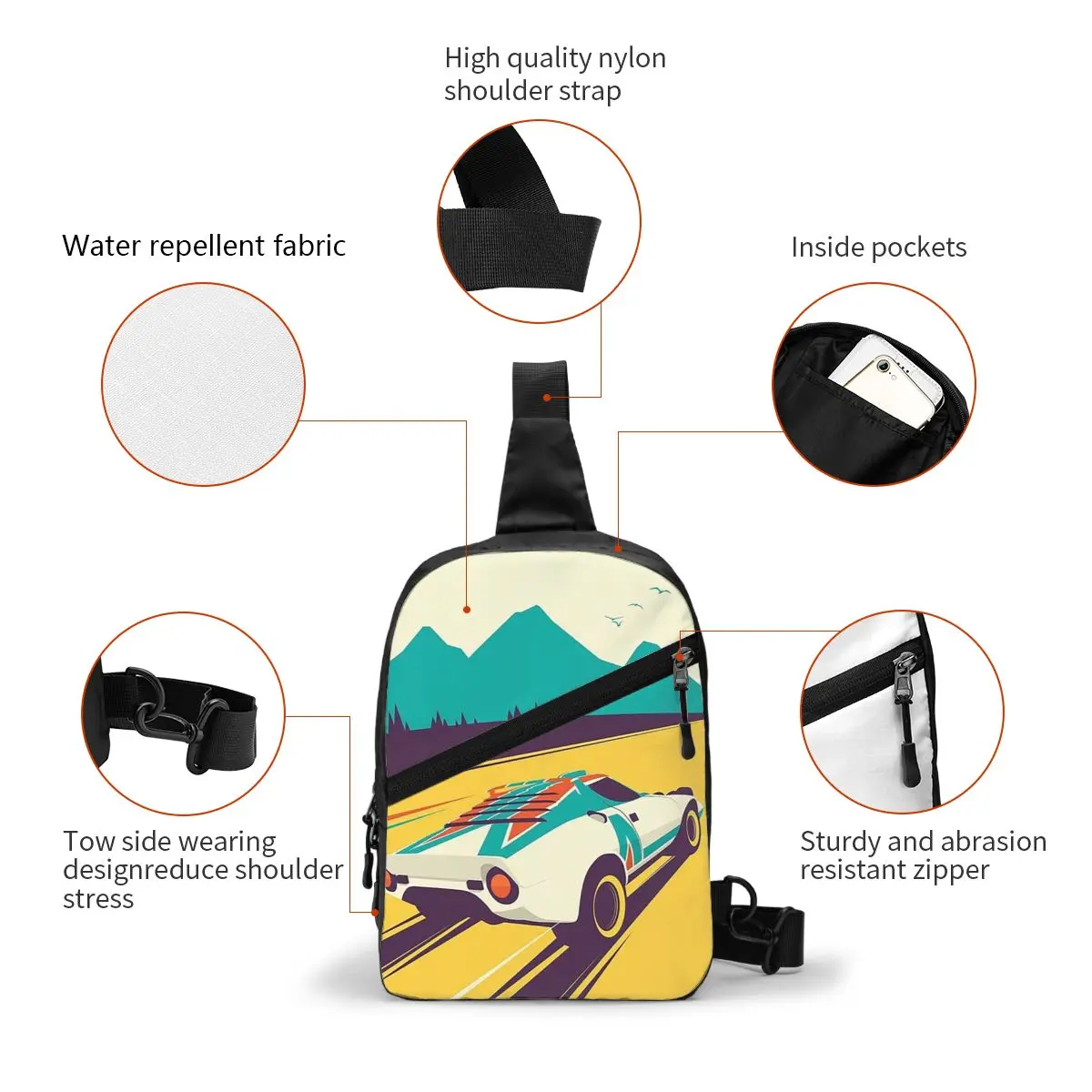 Lancia Stratos нагрудная сумка с художественным принтом мужской рюкзак через плечо