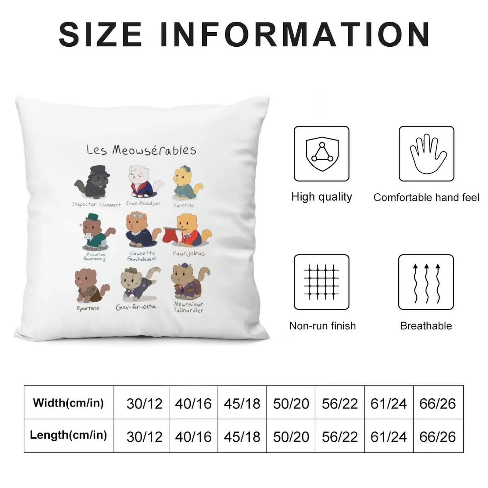 Cute Les Miserables Cat Pun (Les Meowserables) Декоративная подушка Роскошные наволочки для диванных