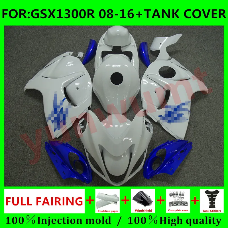 

Motorcycle Fairings + Tank Cover for Suzuki GSXR1300 08 09 10 11 12 13 HAYABUSA GSX1300R GSXR 1300 2008 2016 Fairing blue white