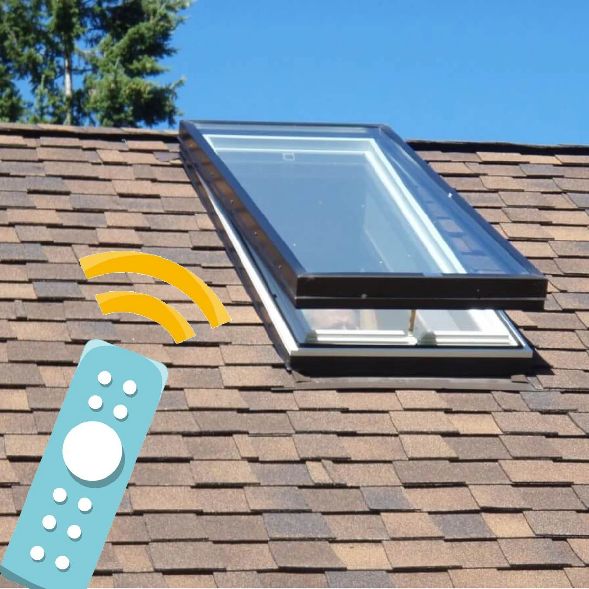 

heat insulation double glazed glass smart automatic motorized skylight motor roof window ceiling with hardware accessories