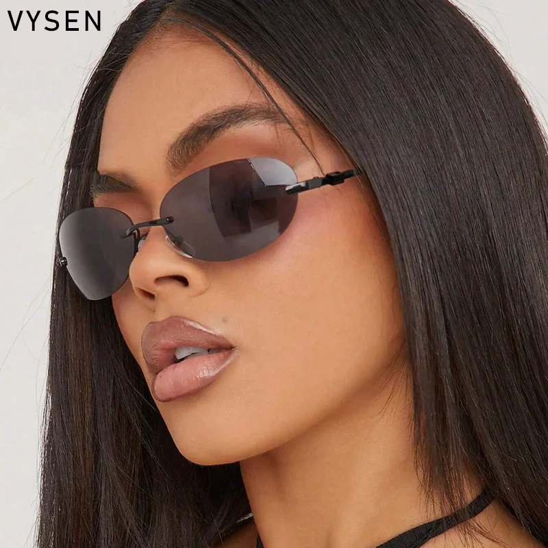 Солнцезащитные очки без оправы для мужчин и женщин небольшие овальные Роскошные
