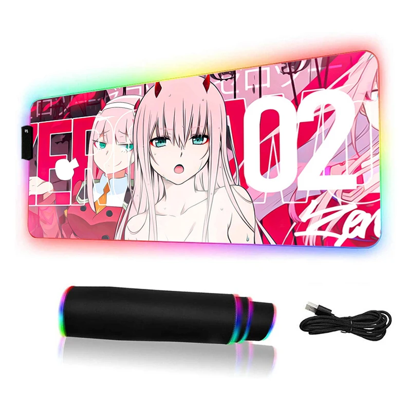 

Zero Two Mouse Pad RGB Anime Girl Keyboard Pc Gamer Cabinet Desk Mat Gaming Accessories DARLING in the FRANXX Mousepad With Wire