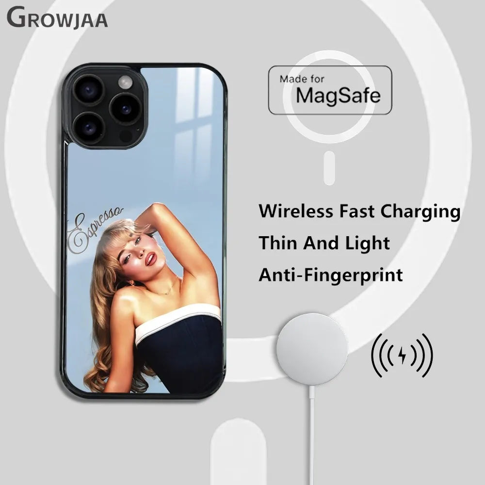 Магнитный чехол для телефона Singer S-Sabrina C-Carpenter iPhone 15 14 13 12 11 Pro Max Plus мини-зеркальный