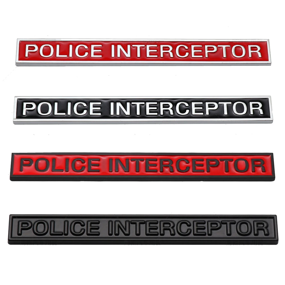 1pc POLICE INTERCEPTOR Emblem Car Body Fender Trunk Rear Lid Tailgate Badge for Ford Explore Victoria Crown Taurus Charger