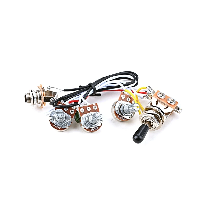 

HOT Electric Guitar Wiring Harness Kit 3 Way Toggle Switch 2 Volume 1 Tone Jack 6.35Mm Output For LP Electric Guitar