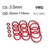 10pcs vmq o ring seal gasket cs 3 5mm od 52mm 115mm silicone rubber insulated waterproof washer round shape nontoxi red