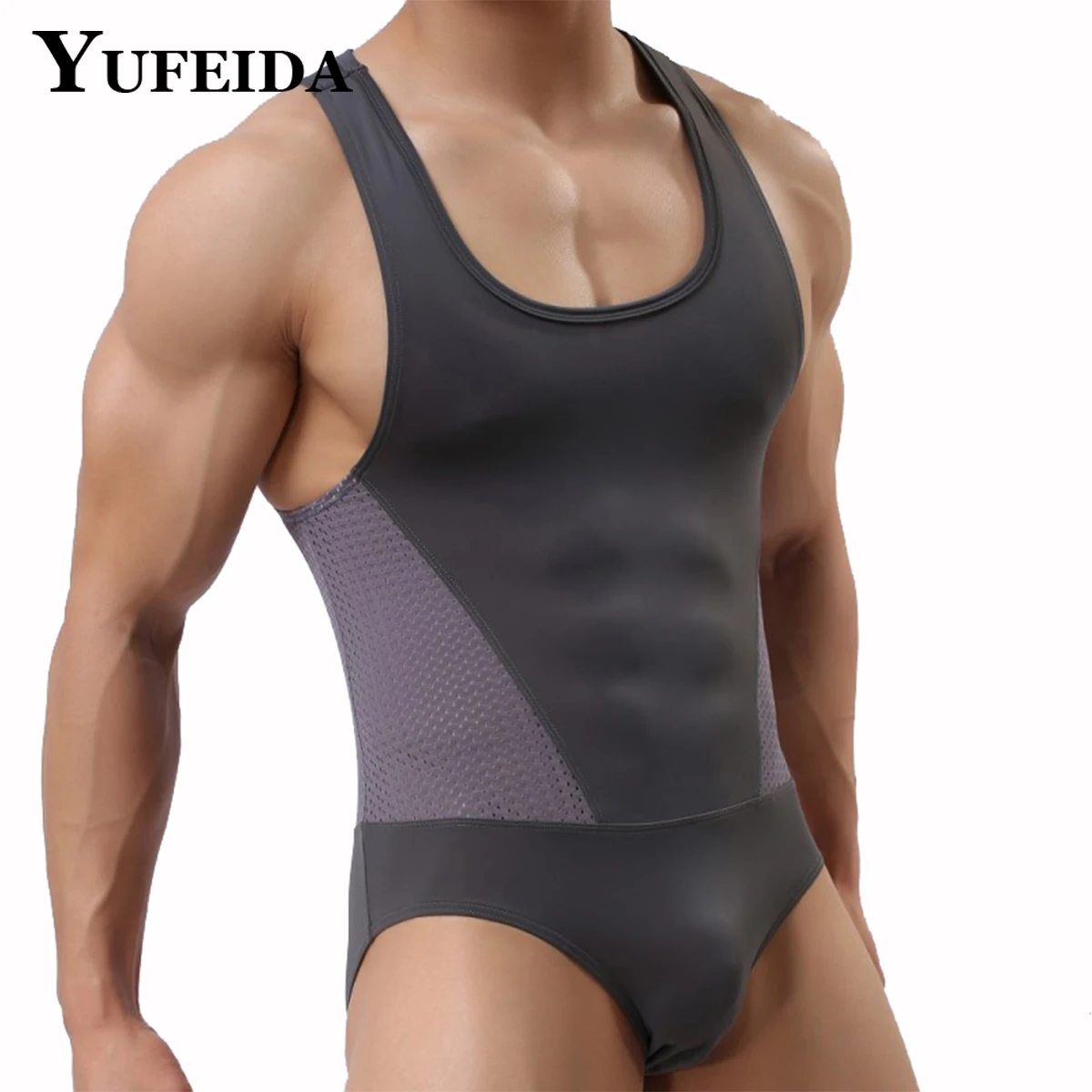 

YUFEIDA Fashion Men Shapers Bodysuit Underwear Leotard Singlet Bodysuits Tight Suits Body Building Men Thin Undershirt Jumpsuits