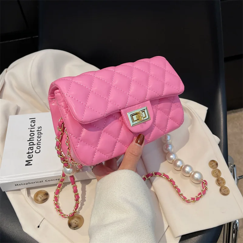

Pearl Fashion Rhombus Shoulder Bag Women's Bag 2022 Brand Bag New Casual Messenger Bag Spring Casual Shoulder Bag