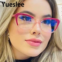54571 fashion cat eye ladies large frame anti blue light frame tr90 material brand simple computer literature glasses