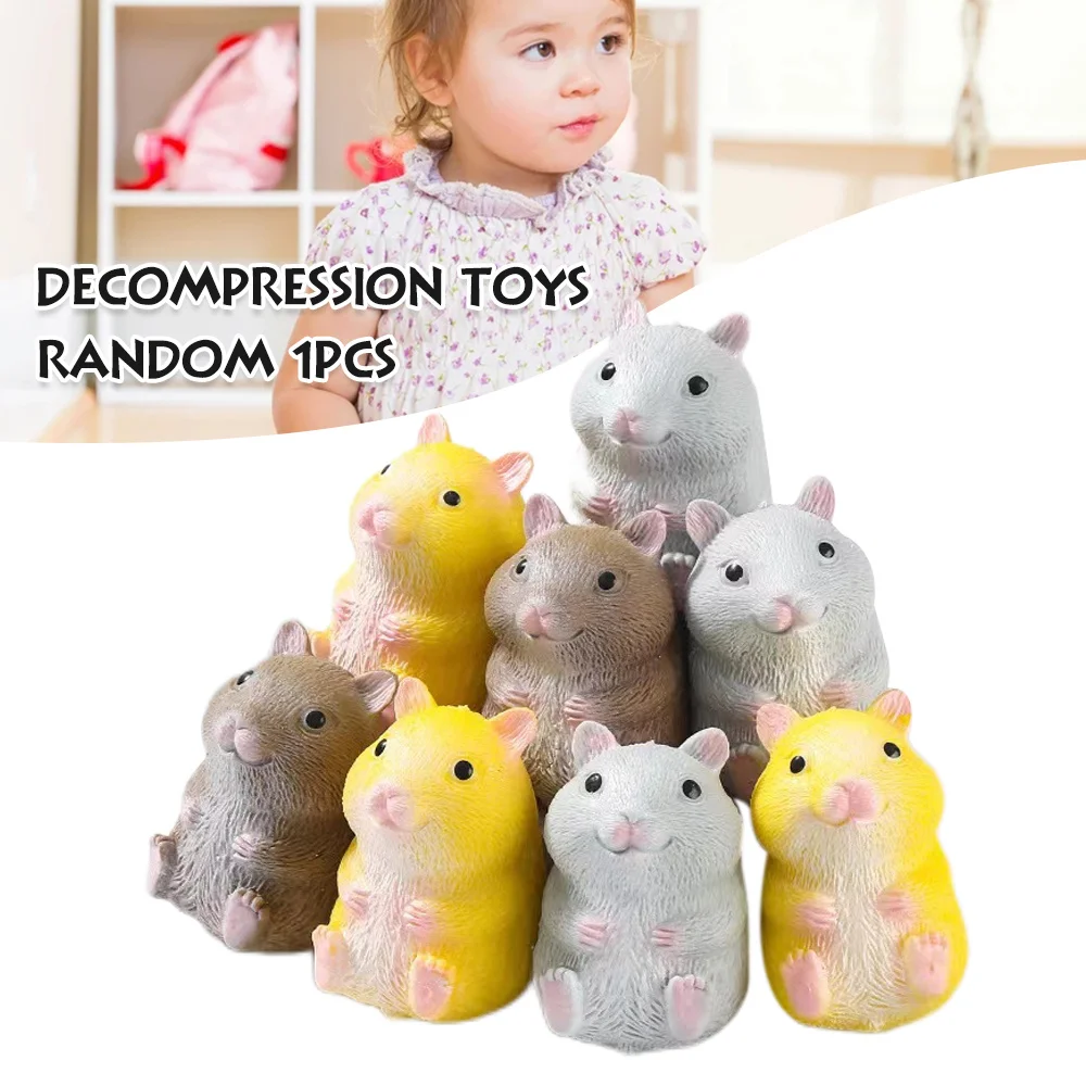

New Cartoon Hamster Shape Squeeze Fitt Decompression Sensor Finger Stress Toy Random Novelty&Amusements Quick Rebound