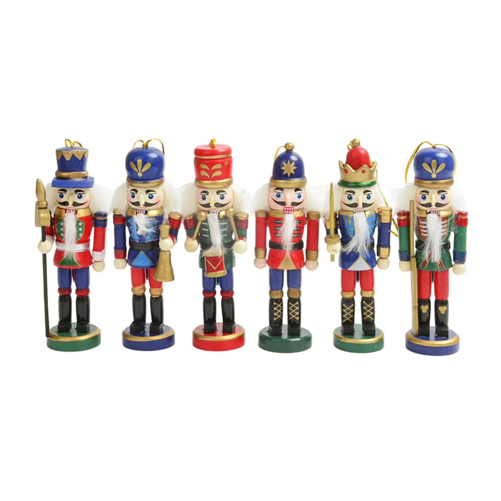 

6Pcs Christmas Nutcracker Hanging Ornaments Cartoon Nutcracker Soldier Figurines for Party Gifts Table Decor Festival Shelf