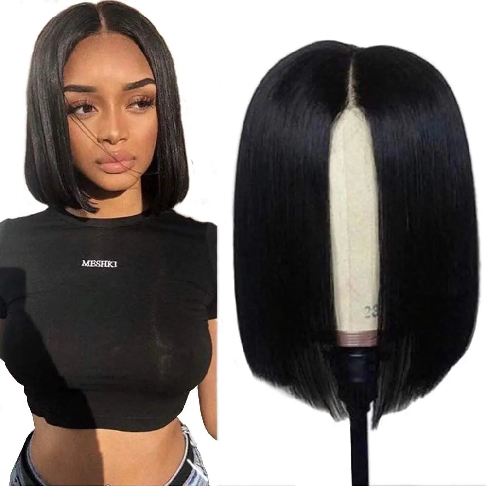 Human Hair Wigs for Black Women 13x4 Transparent Lace Front Short Bob Wigs 150 Density Brazilian Hair Natural Black Wigs