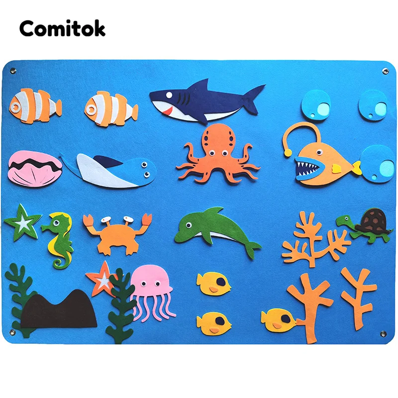 

Comitok Montessori Toy Baby Busy Board Early Education Felt Ocean Story Board Children Storytelling Teaching Toys For Boy Girl