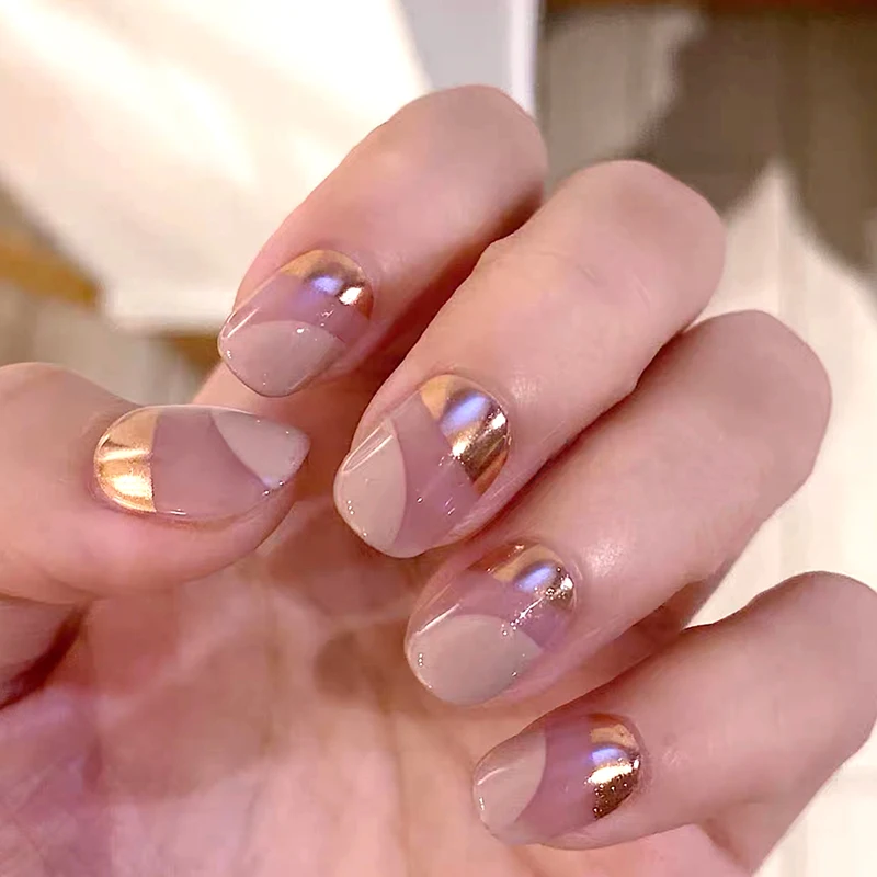 

24 шт., пластыри для ногтей с золотыми краями