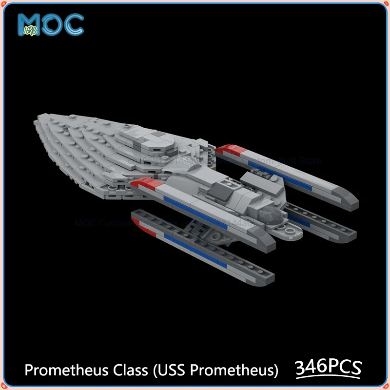 Фото Модель корабля класса «Прометей» (USS) в масштабе 1:1500, конструктор MOC, кирпичики для сборки, космическая коллекция, креативные игрушки, подарки, 346 деталей №2