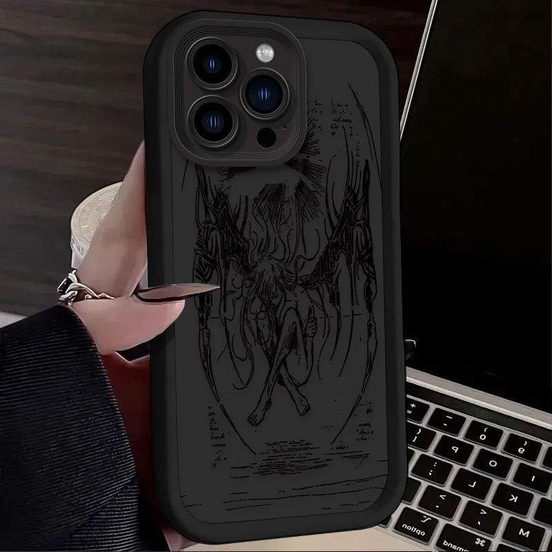 Luxury Punk Black Angel Phone Case For Samsung A03 A04 A05S A10S A11 A12 A20S A21S A13 A14 A54 A34 A53 A33 Cover