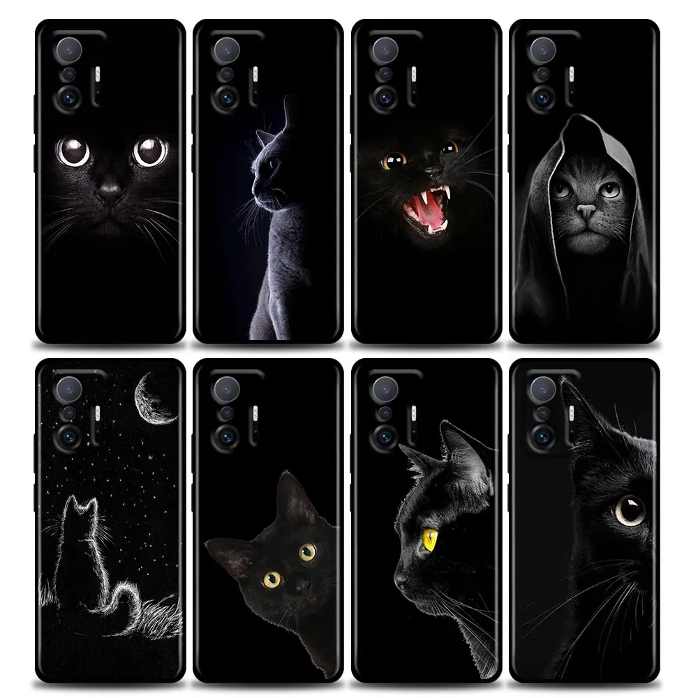 

Phone Case for Xiaomi Mi 12 12X 11 Lite 11X 11T X3 X4 NFC M3 F3 GT M4 Pro Lite NE 5G TPU Case Cover Anime Black Cat Stares
