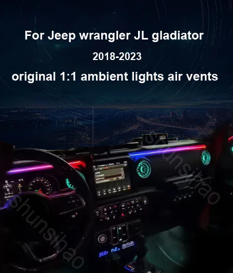 Фото Shunsihao окружающий свет для Jeep Wrangler JL Gladiator 2018-2023, вентиляционные отверстия, светодиодная подсветка, атмосферная лампа, воздуховыпускное отверстие Magic 256 №5