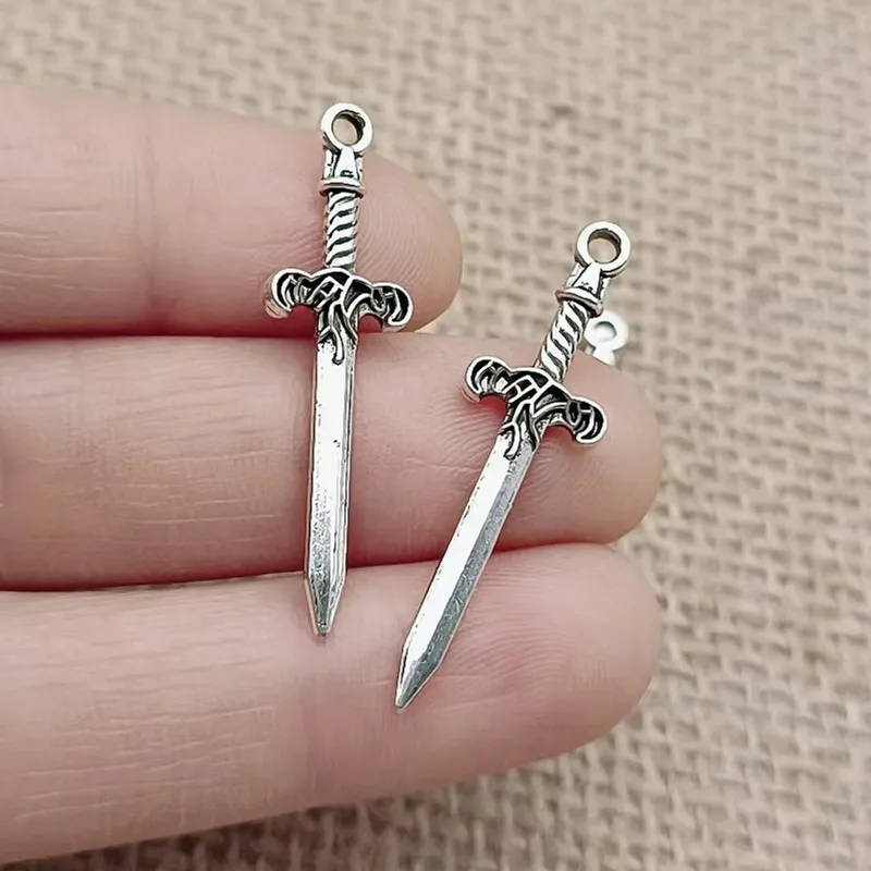 

12pcs34x10mm Dagger ,Sword Charms Tibetan Silver Plated Pendants Antique Jewelry Making DIY Handmade Craft