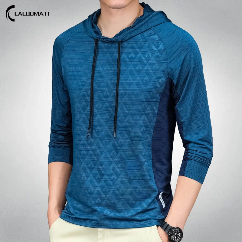 

Hooded T-Shirts Men Long Sleeve Spring And Summer 2023 Thin Quick Dry Breathable Casual Fitness Clothing Outwear Men's Tshirts
