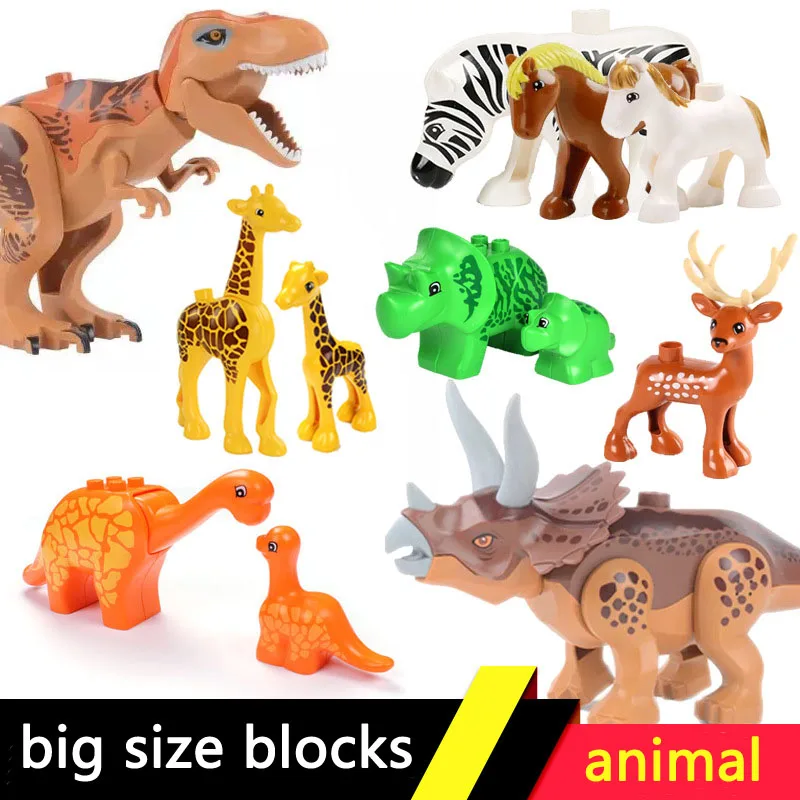 

Big Size Building Blocks Cat Dog Pig Rabbit Model Accessories Compatible Bricks Farm Animals Set Assemble Education Toys For Kid